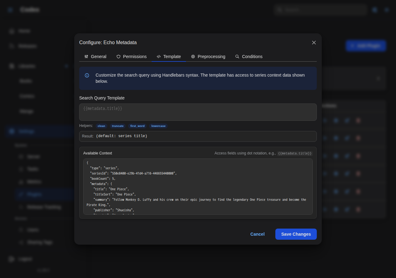 Plugin Search Template Settings