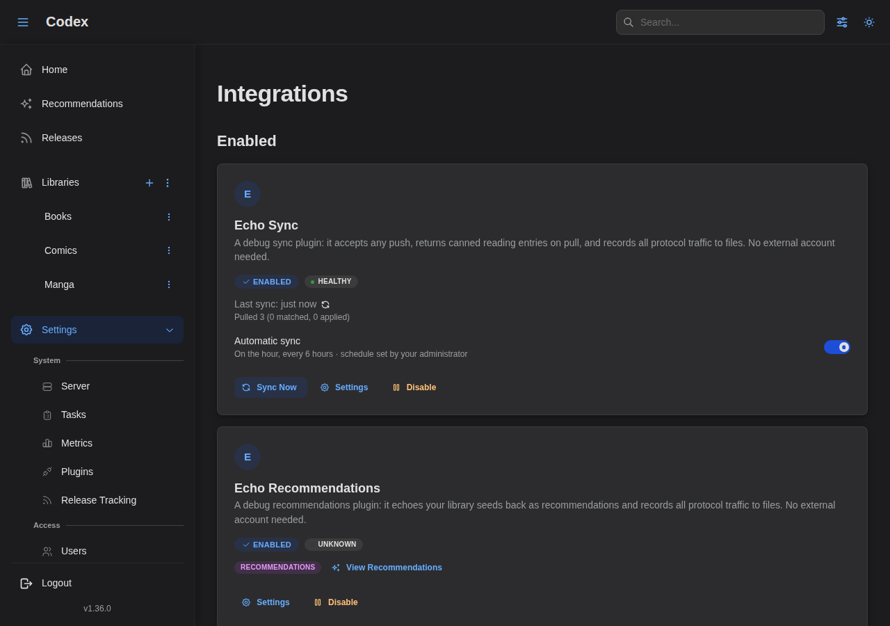User Integrations - Enabled